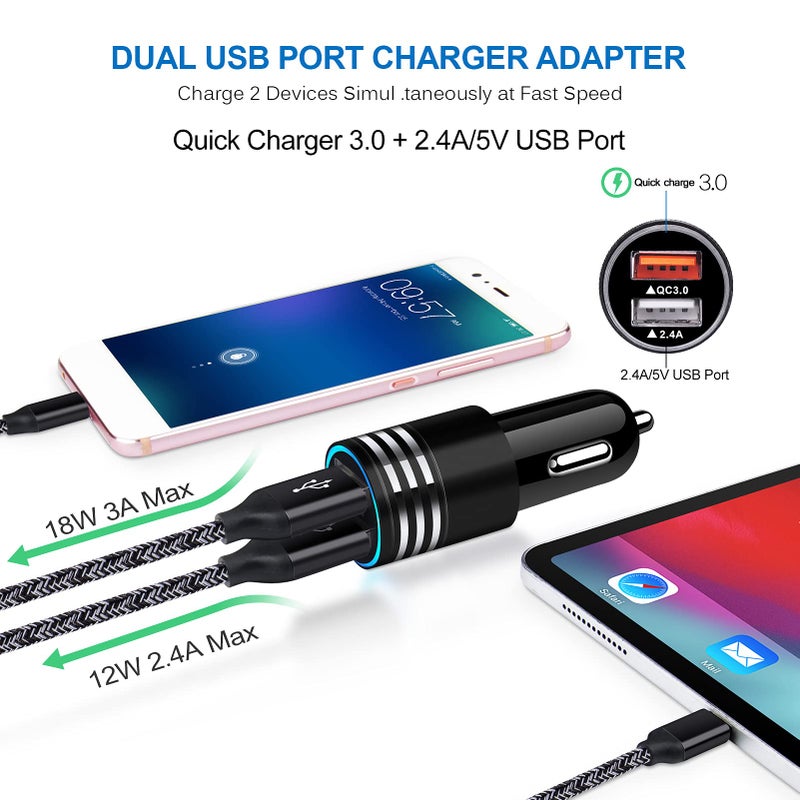 ANDHOT USB C Fast Charger for Samsung Galaxy S25/S24/S23/S22/S21 Ultra/S20 FE Note 20 A17 A56 A16 A35 A54 A13 A53 A12 A32 A21 A51 A71 A50 S10 S9 S8,Quick Charge 3.0 Wall Charger Car Adapter 6FT Type C Cable - Image 3
