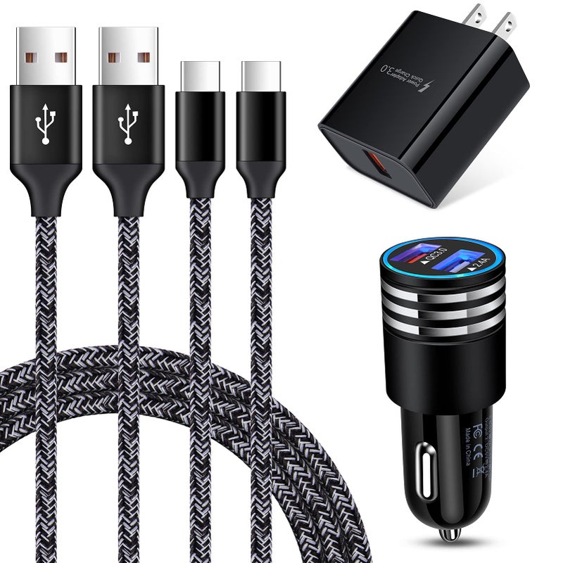 ANDHOT USB C Fast Charger for Samsung Galaxy S25/S24/S23/S22/S21 Ultra/S20 FE Note 20 A17 A56 A16 A35 A54 A13 A53 A12 A32 A21 A51 A71 A50 S10 S9 S8,Quick Charge 3.0 Wall Charger Car Adapter 6FT Type C Cable - Image 1