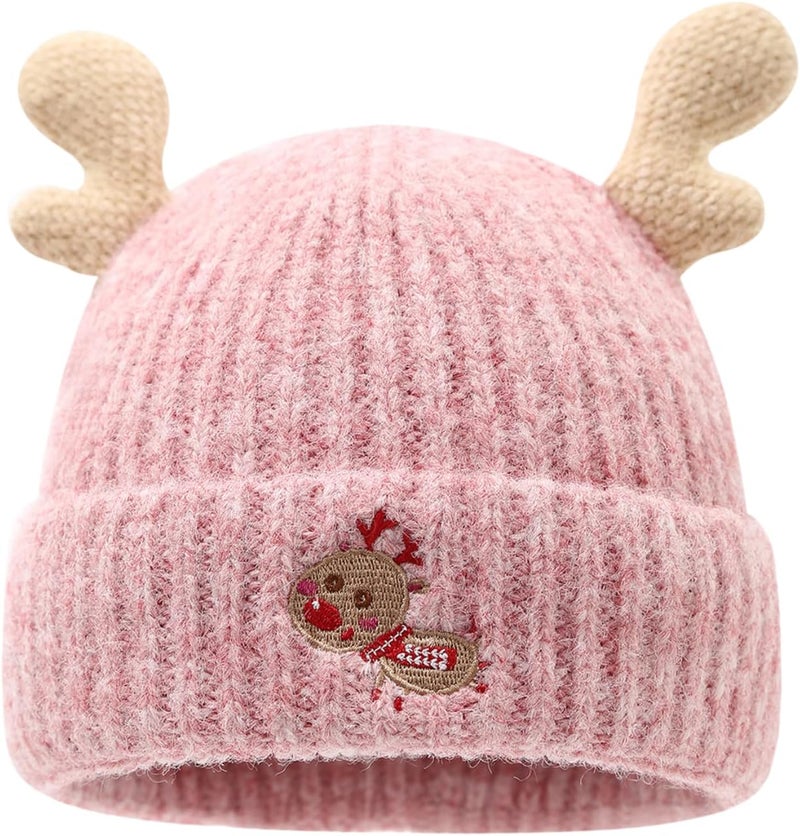 Baby Beanie Hat Cute Antlers Reindeer Crochet Knitted Hat Winter Warm Cap for Toddler Boys Girls
