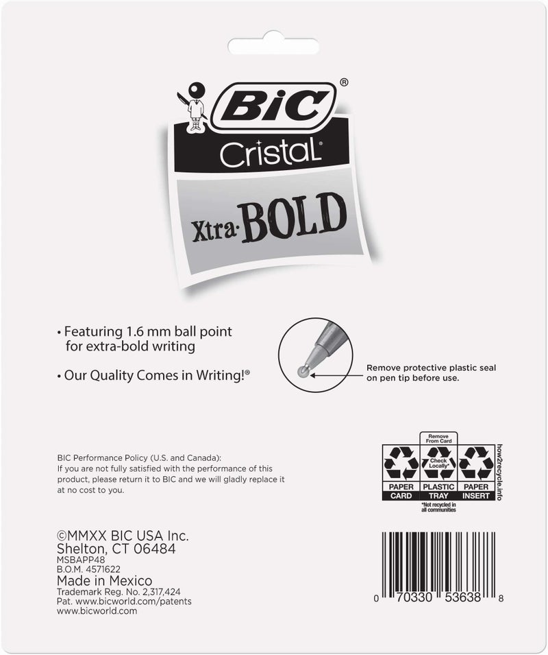 BIC Cristal Xtra Bold Ballpoint Pens, Bold Point (1.6mm), NEW ASSORTED COLORS, 48 Pack - Image 2