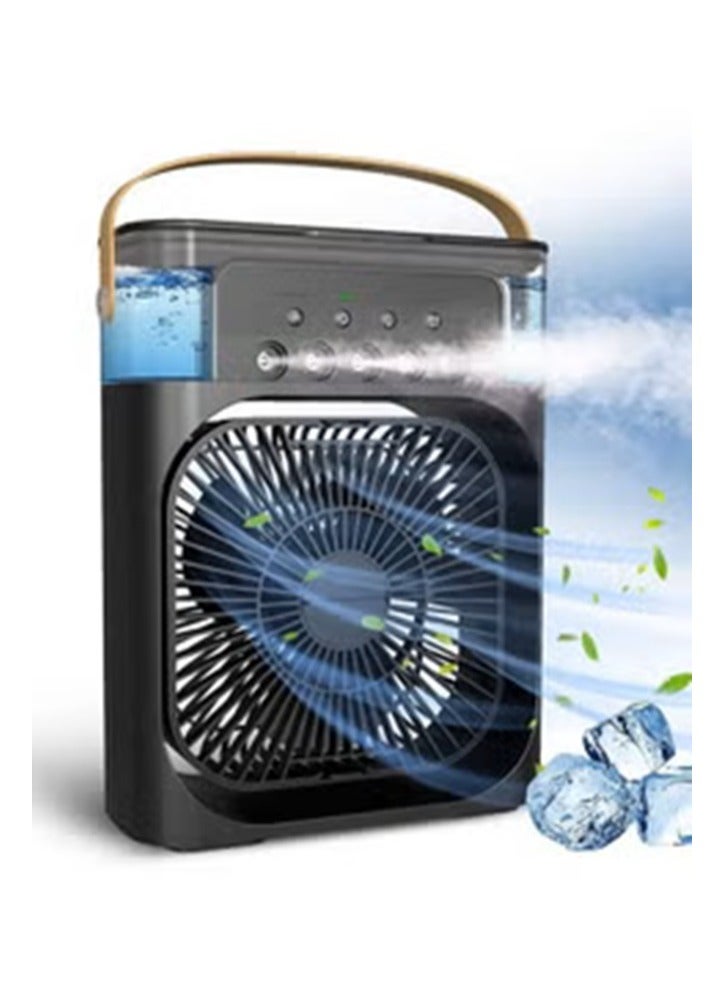 Denx Multi-Function 5-Hole USB Air Cooler Fan – Personal Evaporative Cooler, Mini Humidifier & Misting Fan with LED Light, 3 Wind Speeds & 5 Spray Modes – Ideal for Home & Office - Image 1