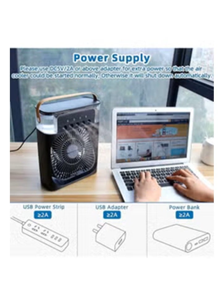 Denx Multi-Function 5-Hole USB Air Cooler Fan – Personal Evaporative Cooler, Mini Humidifier & Misting Fan with LED Light, 3 Wind Speeds & 5 Spray Modes – Ideal for Home & Office - Image 3