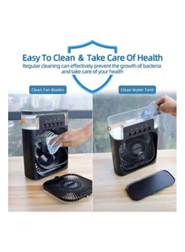 Denx Multi-Function 5-Hole USB Air Cooler Fan – Personal Evaporative Cooler, Mini Humidifier & Misting Fan with LED Light, 3 Wind Speeds & 5 Spray Modes – Ideal for Home & Office - Image 4