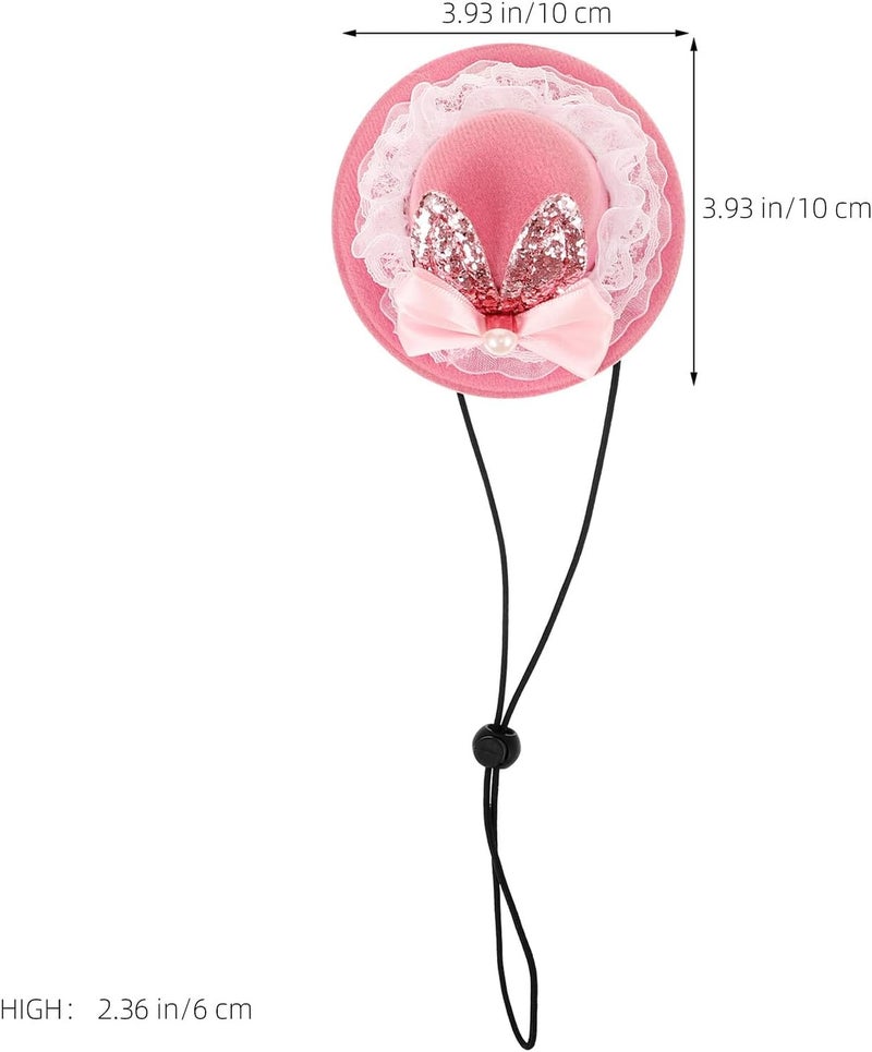 VICASKY Spring Holiday Pet Hat Adjustable Pink Bunny Ear Headwear Party Accessory for Puppies and Cats - Image 2
