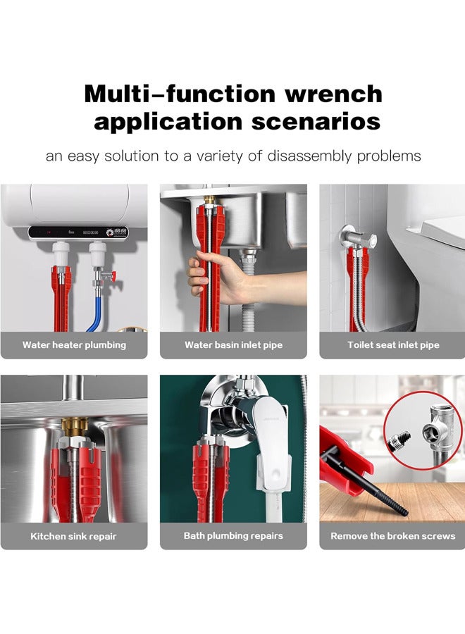 Vividorad 8 in 1Multifunctional Kitchen Faucet Sink Basin Wrench, Kitchen Drain Tub Removal nut Plumbing Plumber, for Tight Spaces Installation and Repairs Tools - Image 3