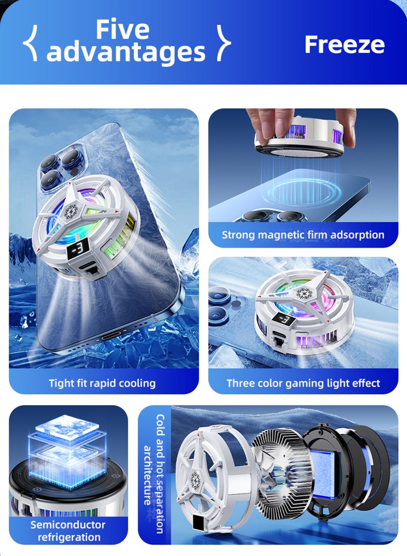 Aurafly Magnetic Phone Cooler for Gaming, Low Noise USB Cell Phone Cooling Fan with 3 Modes & RGB Light, Rapid semiconductor cooling,  Magnetic & Clip 2-in-1 Cooler, Compatible with iPhone Huawei Samsung Android, Enjoy Games Like Genshin Impact, PUBG - Image 3