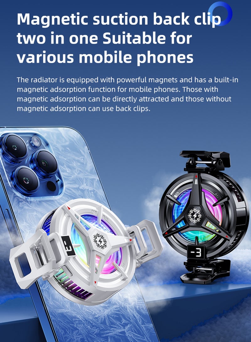 Aurafly Magnetic Phone Cooler for Gaming, Low Noise USB Cell Phone Cooling Fan with 3 Modes & RGB Light, Rapid semiconductor cooling,  Magnetic & Clip 2-in-1 Cooler, Compatible with iPhone Huawei Samsung Android, Enjoy Games Like Genshin Impact, PUBG - Image 2