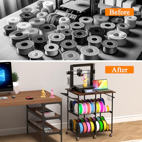 Alyoen 3D Printer Stand with Filament Storage Rack, 3D Printer Table Rolling Printer Cart on Wheels, Large Capacity 3D Filament Storage Rack for PLA/ABS/TPU, Filament Storage Rack for Workshop Studio Office - Image 3