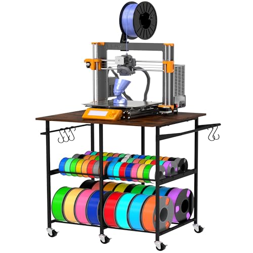 Alyoen 3D Printer Stand with Filament Storage Rack, 3D Printer Table Rolling Printer Cart on Wheels, Large Capacity 3D Filament Storage Rack for PLA/ABS/TPU, Filament Storage Rack for Workshop Studio Office - Image 1