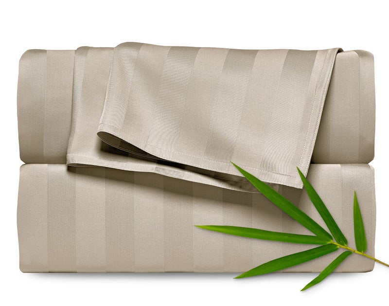 Pure Bamboo California King Sheets by Pure Bamboo Genuine 100 Organic Viscose Derived from Bamboo Bed Sheet Set Soft  Cooling Double Stitching Lifetime Quality Promise California King Jacquard Sand 