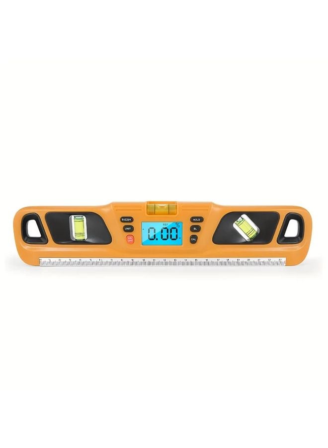 Yellow Digital Bubble Inclinometer LED Display Magnetic Base Horizontal Scale Ruler - Image 1