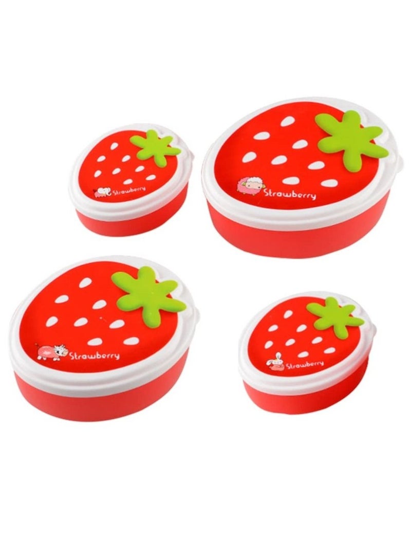 SYOSI 4pcs Strawberry Bento Box Set portable food container leakproof reusable lunch holder for Kids Adults and Outdoor Adventures - Image 1