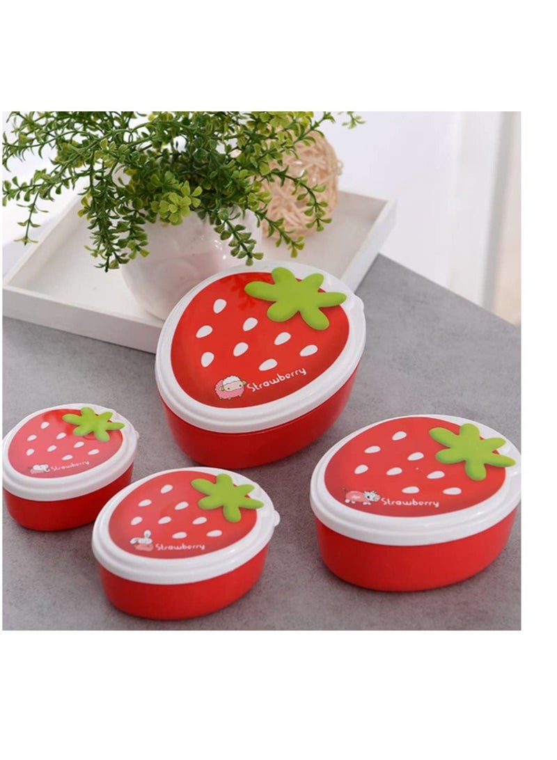 SYOSI 4pcs Strawberry Bento Box Set portable food container leakproof reusable lunch holder for Kids Adults and Outdoor Adventures - Image 2