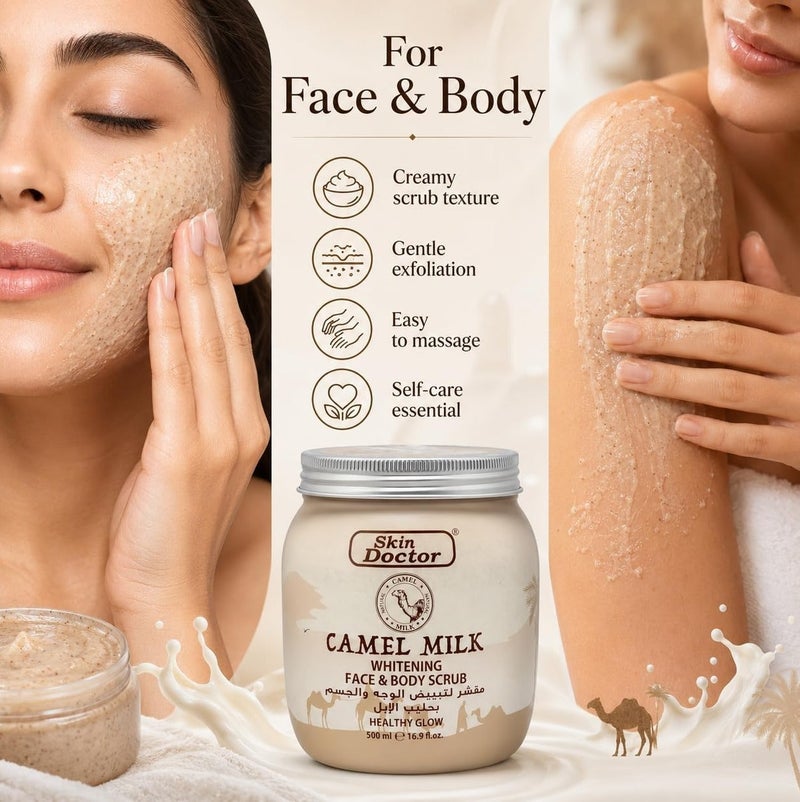 Skin Doctor Camel Milk Whitening Face & Body Scrub Healthy Glow  500ml - Image 5