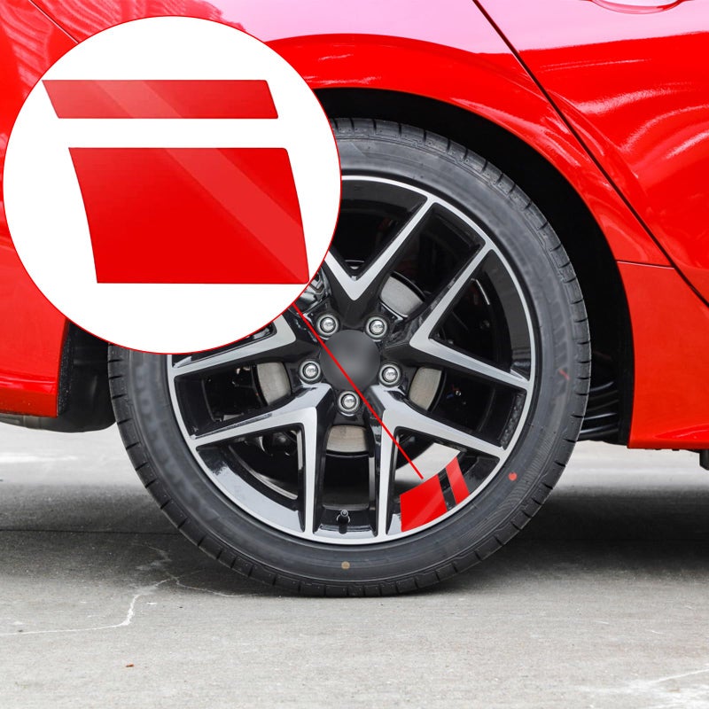 GKmow Pack-6 Car Reflective Stickers, Car Wheel Rim Stripe Decals, Universal Automotive Decals for 18-21 Inch Wheels Tire Rim Decoration Accessories (Red) - Image 3