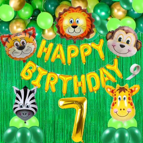 FI - FLICK IN Latex & Paper 40 Pcs 7th Birthday Decoration For Boys Animal Theme Birthday Party Decorations (Pack of 40, Multicolor) - Image 1