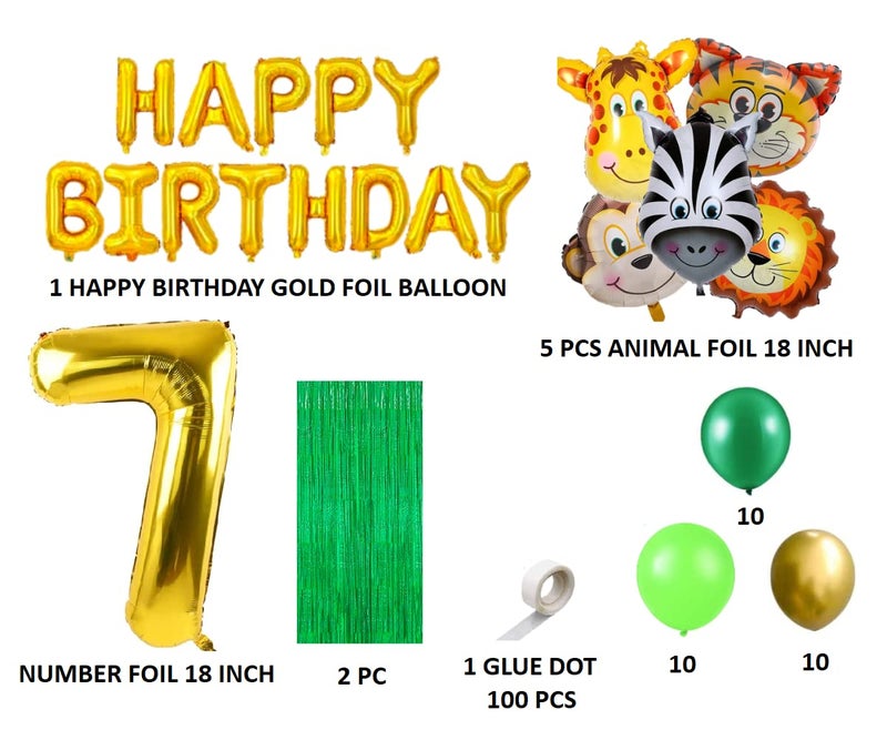 FI - FLICK IN Latex & Paper 40 Pcs 7th Birthday Decoration For Boys Animal Theme Birthday Party Decorations (Pack of 40, Multicolor) - Image 2