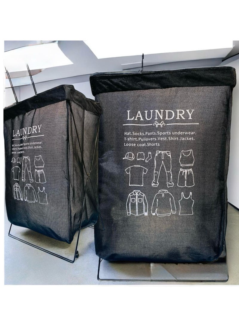 Laundry Basket with Stainless Steel Frame, Foldable Collapsible Waterproof Laundry Basket, Laundry Hamper Bag Washing Bin Clothes Bag Organizer Storage Basket