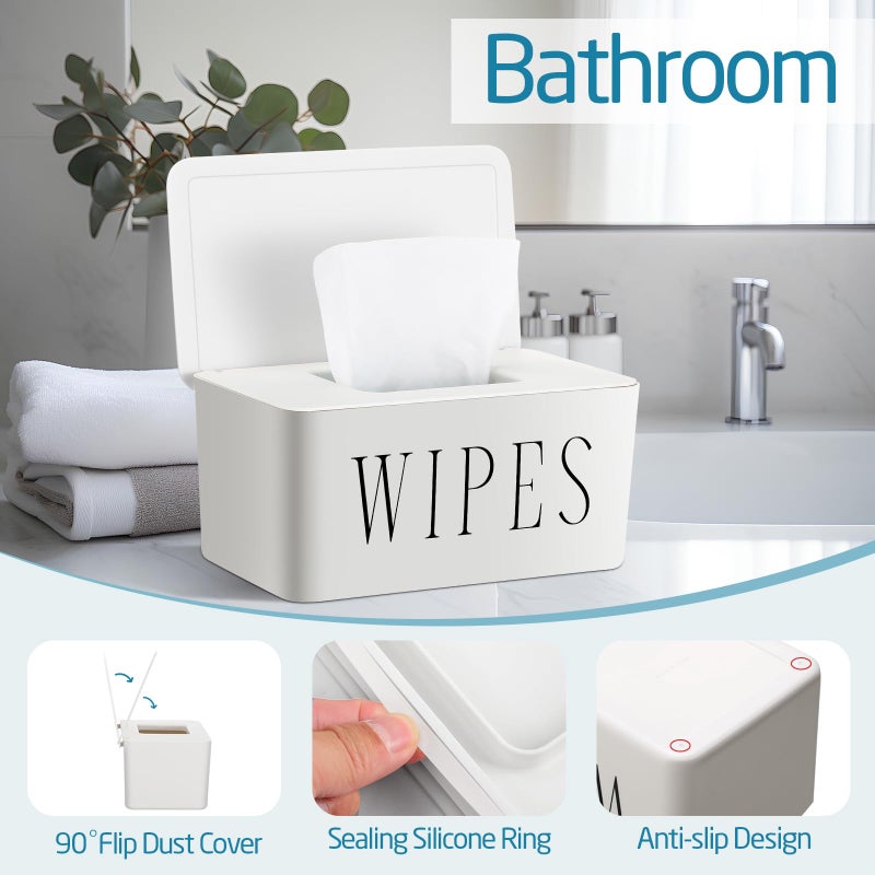Singhoow 3 Pack Baby Wipes Dispenser Holder Wipe Container for Bathroom with Lid Toilet Tissue Paper Storage Refillable Box for Home Office Cars(Large,White) - Image 4