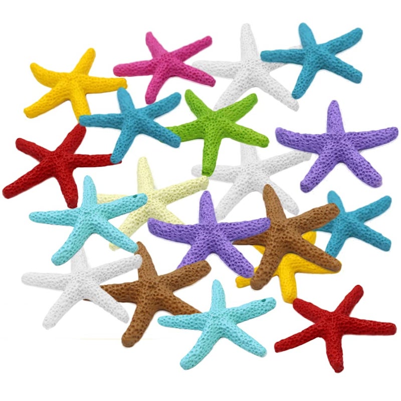 Anekoul 30 Pcs Resin Starfish Decor Colorful Resin Starfish Mini Colorful Starfish Artificial Starfish Decoration for Wedding Party Home and Crafts Project