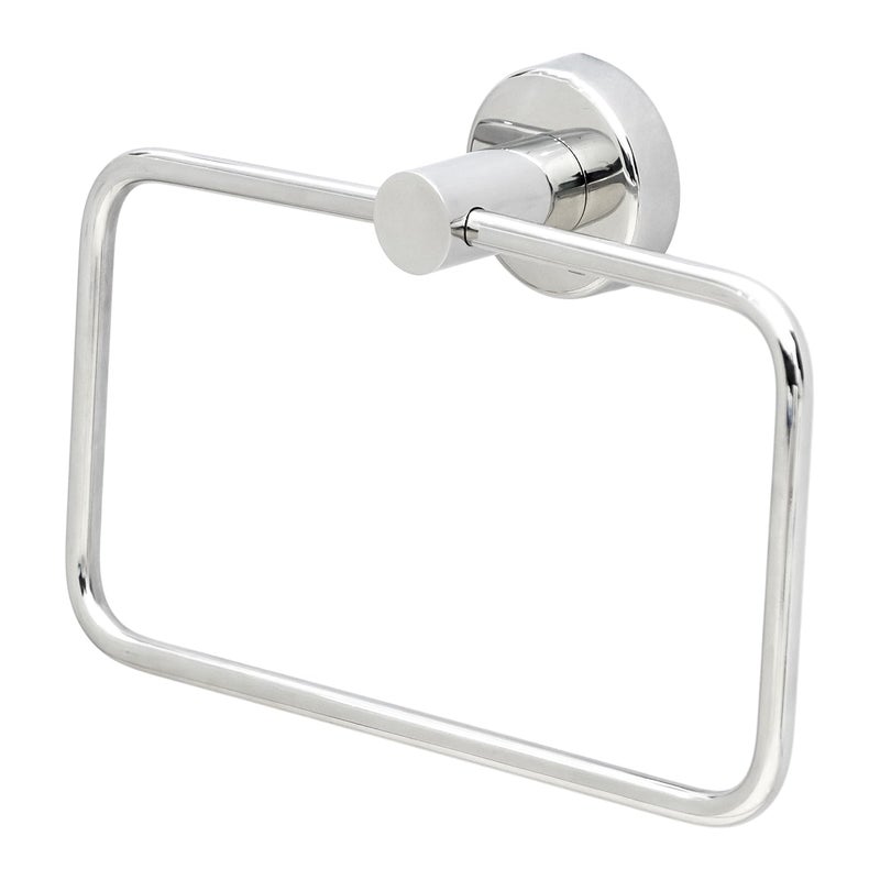BonKaso 304 Stainless Steel Napkin Towel Holder Ring for Bathroom, Wash Basin & Kitchen- Rustproof Towel Hanger for Hand & Face Towels | Modern & Space-Saving (Square, Silver- Chrome Finish) - Image 1