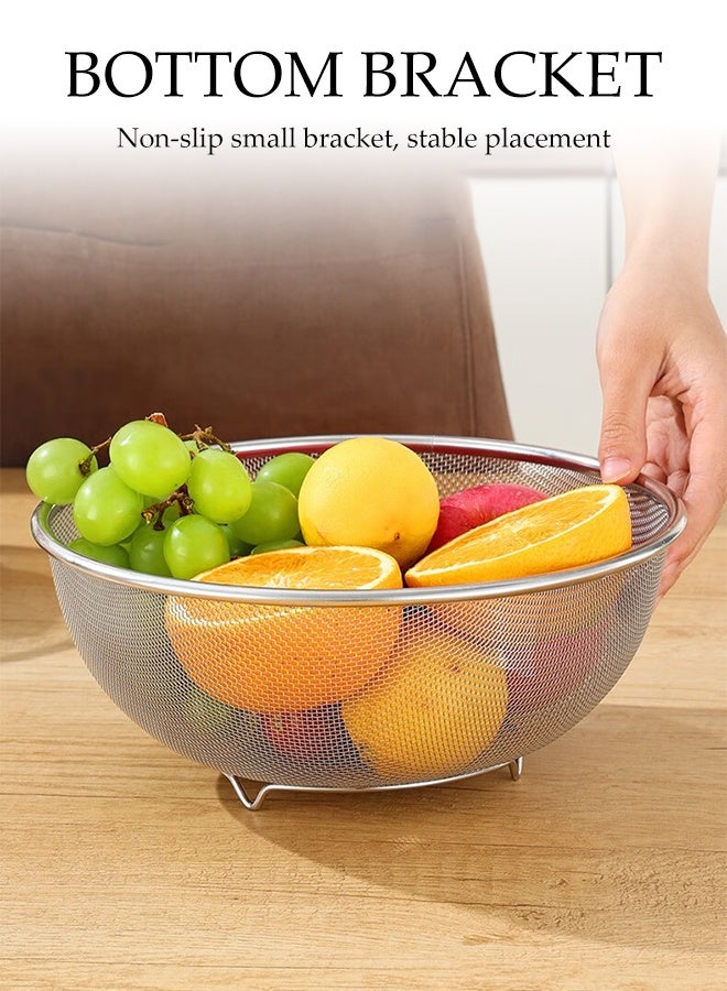 DUNISO 2 in 1 Stainless Steel Basin Set Multifunctional Kitchen Drain Basket Set Double Layered Cleaning Bowls Washing Vegetables Basket Space Saver Clean Wash Kitchen Accessory for Fruit Washing, Vegetable Draining and Food Storage - Image 3