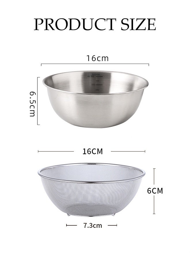 DUNISO 2 in 1 Stainless Steel Basin Set Multifunctional Kitchen Drain Basket Set Double Layered Cleaning Bowls Washing Vegetables Basket Space Saver Clean Wash Kitchen Accessory for Fruit Washing, Vegetable Draining and Food Storage - Image 4