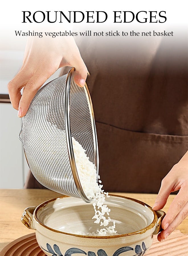 DUNISO 2 in 1 Stainless Steel Basin Set Multifunctional Kitchen Drain Basket Set Double Layered Cleaning Bowls Washing Vegetables Basket Space Saver Clean Wash Kitchen Accessory for Fruit Washing, Vegetable Draining and Food Storage - Image 5