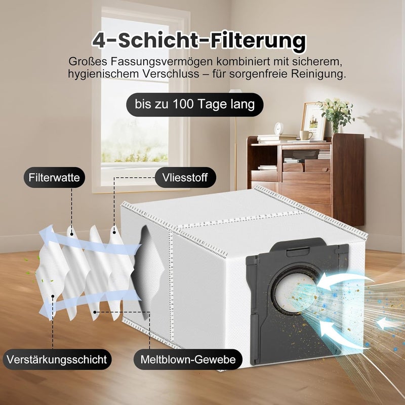 Alloytool مجموعة ملحقات كاملة لمكنسة روبوت Dreame Aqua10 Ultra من 15 قطعة، طقم قطع غيار: 2 فرش رئيسية، 4 أكياس غبار، 1 ممسحة أسطوانية، 2 مرشحات، 4 فرش - Image 5