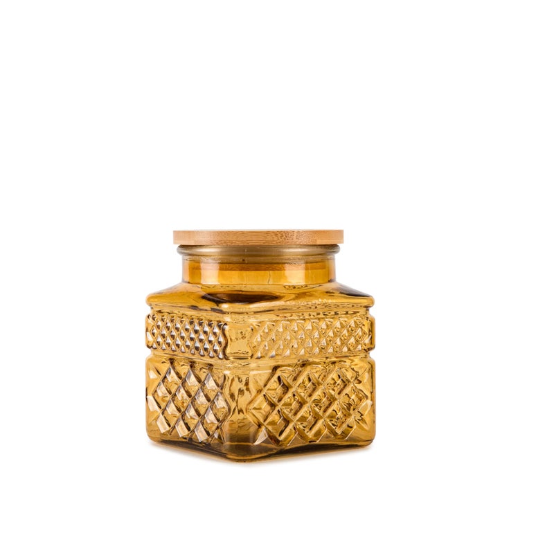 Prettidecor Glass Storage Canister with Airtight Lids, 20.3 FL OZ Thick Glass Candy Jar for Coffee Bean, Cocoa powder,Dog treats, Snacks Vintage Decorative Square Glass Jars for Coffee Bar Kitchen Party Counter - Image 1