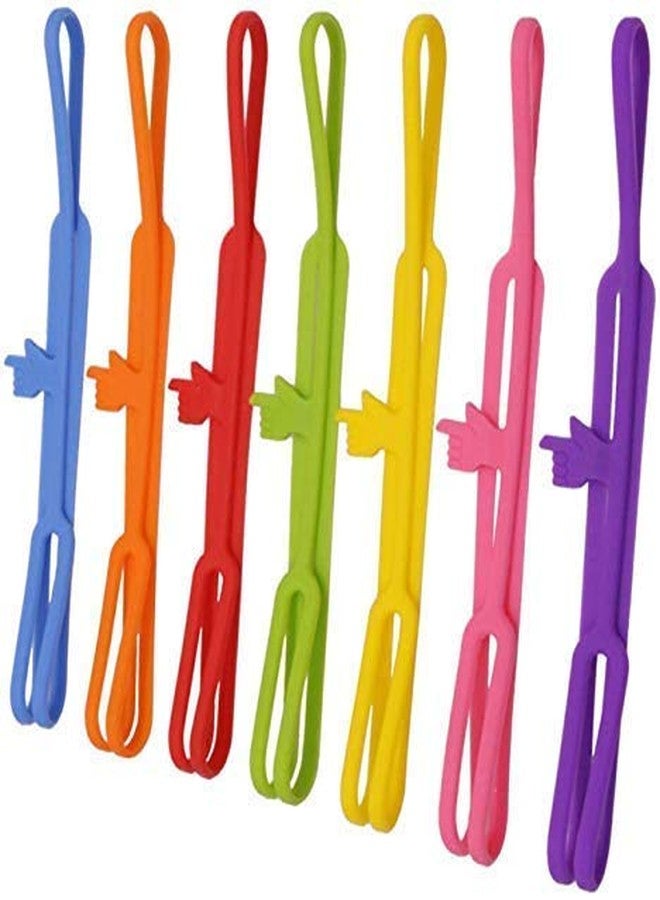 TEKEFT 7 pcs Finger Pointer Bookmark Elastic Book Mark Strap - Random Color- (7 Color) - Image 1