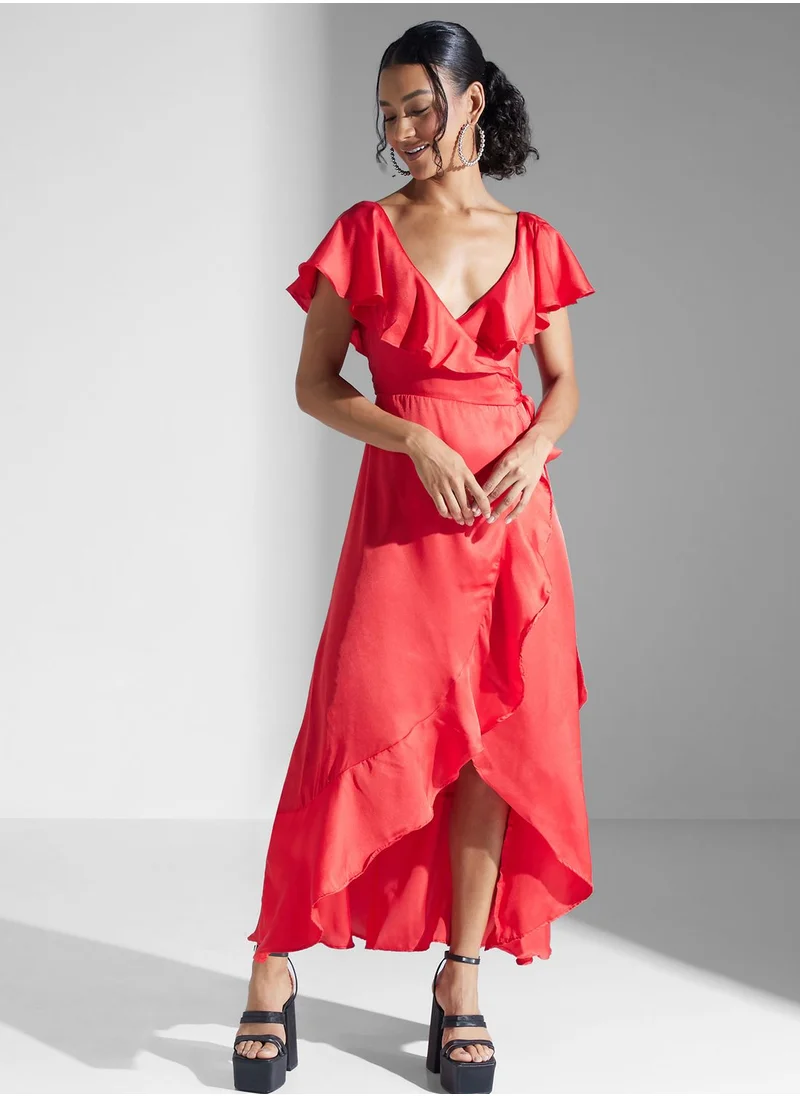 TOPSHOP Ruffle Wrap Dress