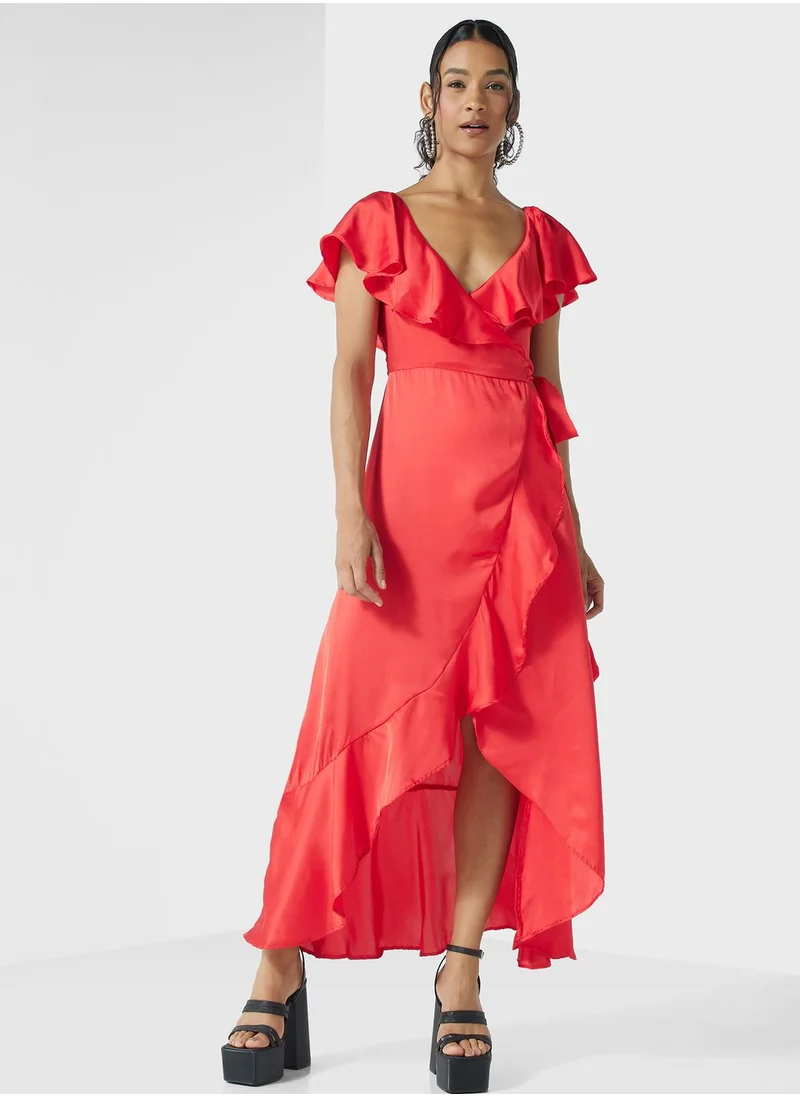 TOPSHOP Ruffle Wrap Dress