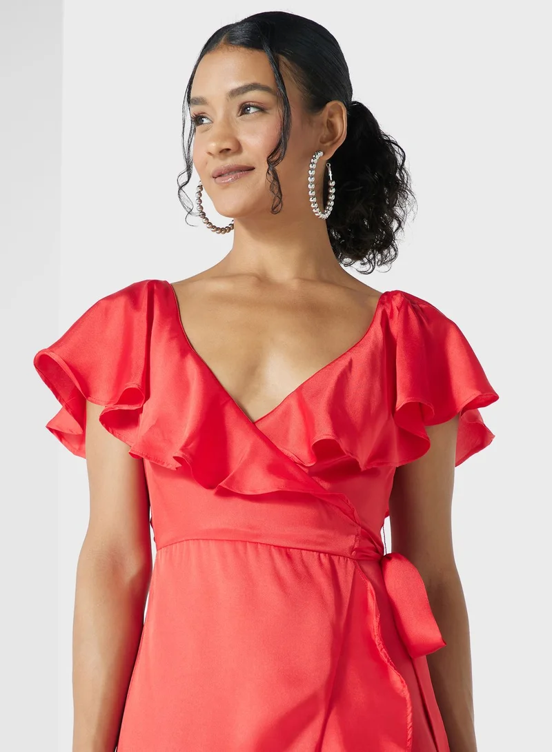 TOPSHOP Ruffled High-Low Dress