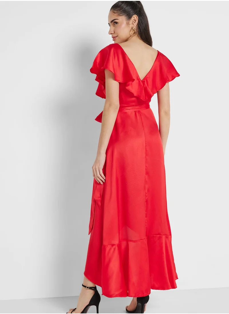 TOPSHOP Ruffle Wrap Dress