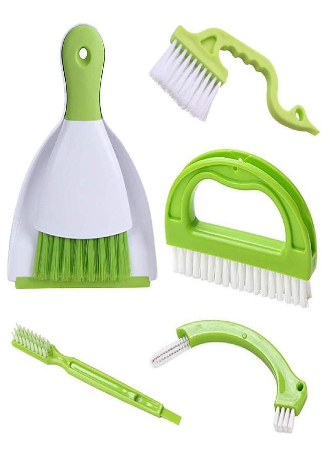 LeeLoon - Hand-held Dustpans Grout Brush Groove Gap Cleaning Tools Set, LeeLoon Household Cleaning Brushes for Table, Desk, Countertop,Key Board,Shower,Bathroom,Kitch,Door Window Track,Seams,Floor Lines,5 Pack - Image 1
