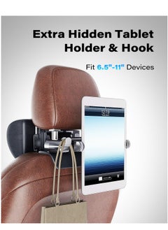Excefore Adjustable Car Headrest Pillow, Car Neck Pillow for Driving Seat Head Support Memory Foam Rest with Hook and Tablet Phone Holder Mount (1 Set) (Black)  - Image 5