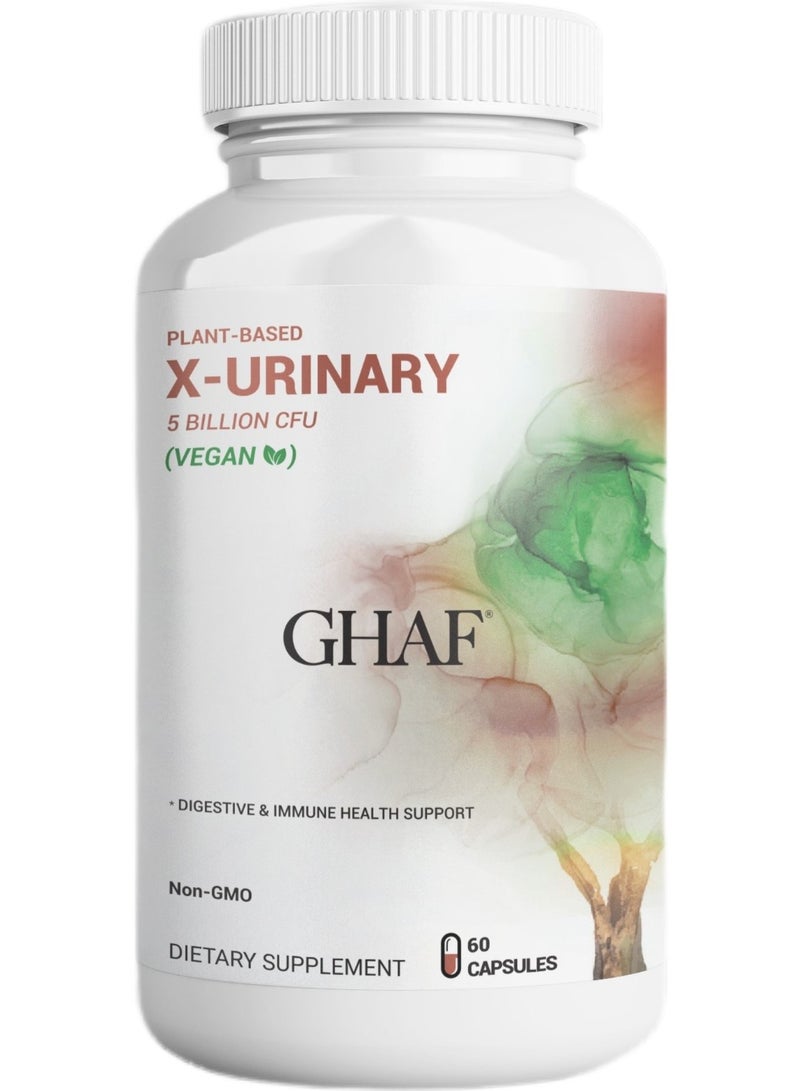 GHAF X-Urinary Tract Health Support - Formula 5 Billion CFU, 500 mg (Vegan. Non-GMO Formula). UT, DIGESTIVE & IMMUNE SUPPORT - Image 1