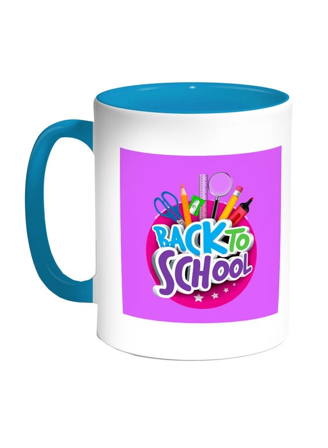 RYN Back To School Printed Coffee Mug Turquoise/White/Purple 11ounce