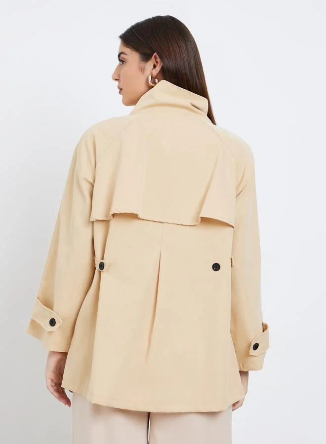 Styli Beige Beige Longline Utility Trench Jacket for Women | Best Price UAE