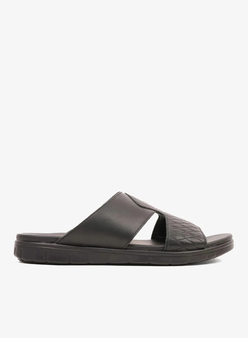 كومفورت بلس صندل رجالي مبطن بالجلد بتصميم أنيق بفتحات أسود