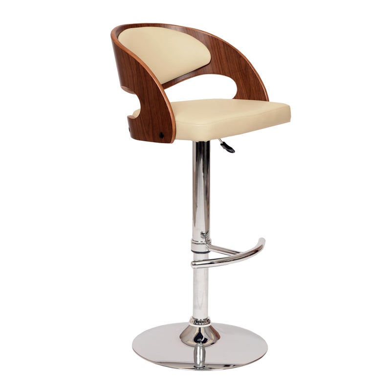 Armen Living Armen Living Malibu Swivel Barstool in Cream Faux Leather and Chrome Finish 