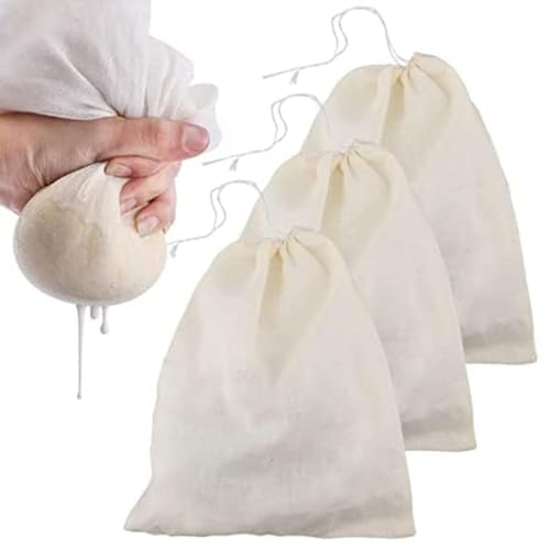 Karomouj Cheese Cloth Pack of 3 | Cotton Muslin Cloth Bag for Paneer, Curd, Sprouts, Juice, and Nut Milk Bags | Reusable Muslin Filter Cloth & Strainer Cloth for Kitchen Use - Image 1