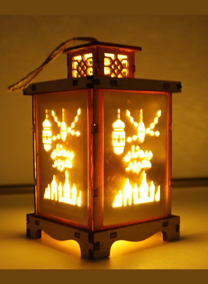 Yuwell 2 Pcs Wooden Ramadan Lantern Ramadan Kareem Decoration Light Eid Decoration Lantern Lamp For Indoor And Outdoor Use Decoration Ramadan Light - Image 5