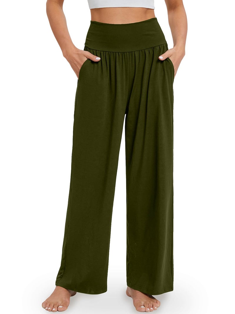 Gracyoga Wide Leg Yoga Pants for Women Casual Loose Cozy Sweatpants High Waisted Lounge Pajama Flowy Pants With Pockets - Image 2