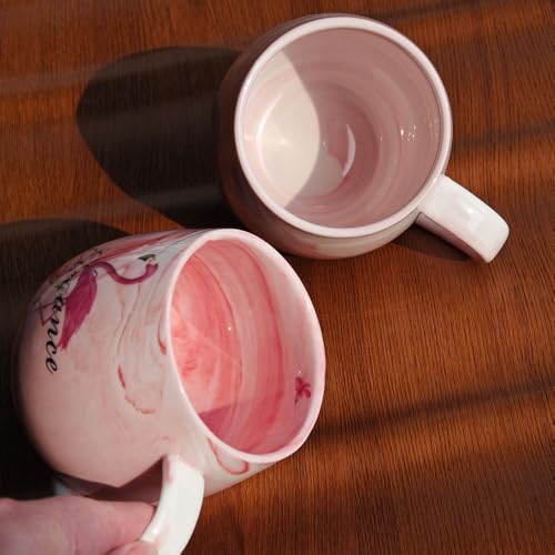 CDFZJC 10 oz Marble Ceramic Coffee Mug Pink Cappuccino Mug Espresso Cup Tea Latte Mugs Lightweight Gifts for Women Birthday Christmas Wedding Dishwasher & Microwave Safe - Image 3