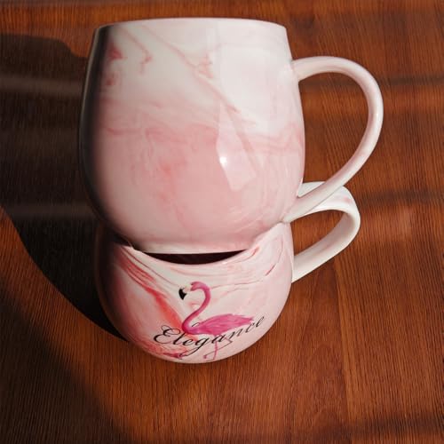 CDFZJC 10 oz Marble Ceramic Coffee Mug Pink Cappuccino Mug Espresso Cup Tea Latte Mugs Lightweight Gifts for Women Birthday Christmas Wedding Dishwasher & Microwave Safe - Image 4