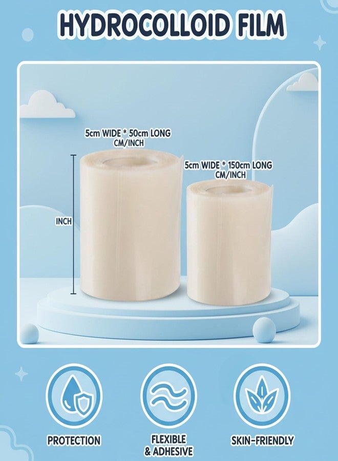 Vihaanta 2PCS Hydrocolloid Roll, Hydrocolloid Tape Roll for Blister Protection and Acne Treatment, Waterproof Hydrocolloid Dressing, Self-Adhesive Hydrocolloid Bandage (50 cm x 50 cm and 50 cm x 150 cm) - Image 4
