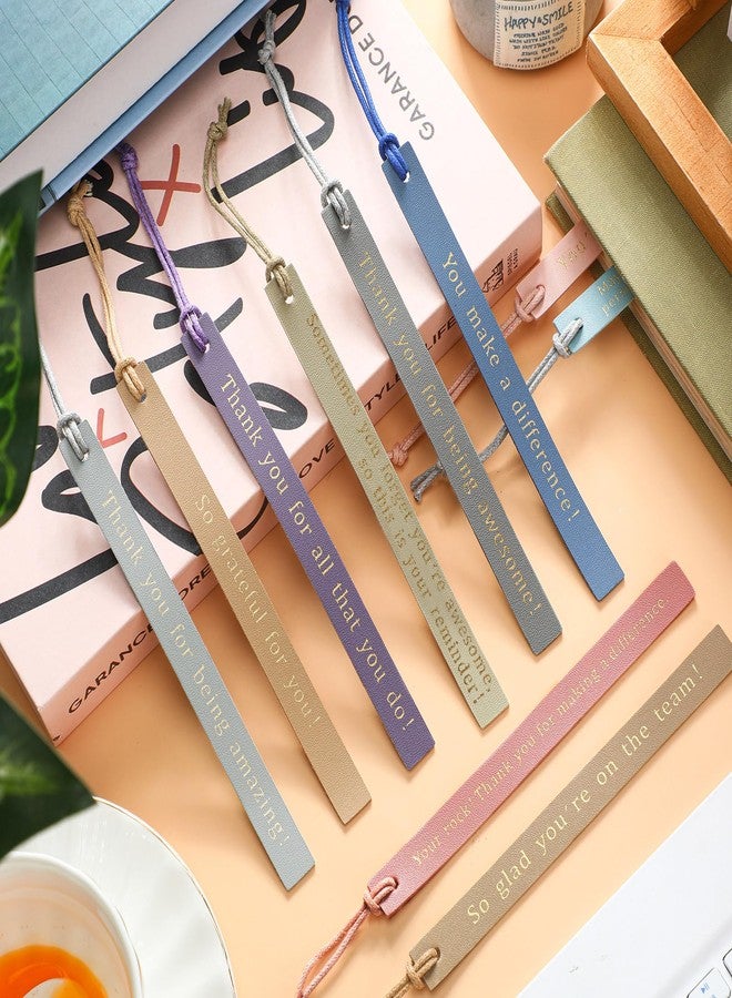 Skyygemm 30 Pcs Thank You Gifts Bookmark Bulk Employee Appreciation Gift Leather Inspirational Bookmark Pastel Leather Bookmark for Coworker Team Nurse Teacher Volunteer - Image 3