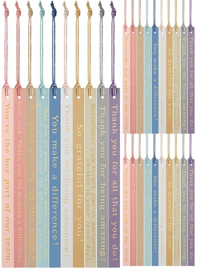 Skyygemm 30 Pcs Thank You Gifts Bookmark Bulk Employee Appreciation Gift Leather Inspirational Bookmark Pastel Leather Bookmark for Coworker Team Nurse Teacher Volunteer - Image 1